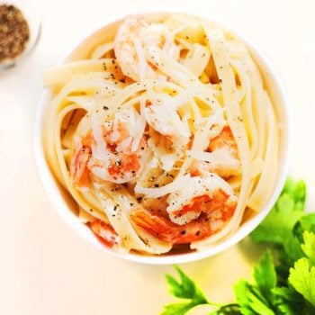 Fettuccine Pecorino Romano with Shrimp & Black Pepper | asimplepalate.com A perfect and easy date night dinner for two!