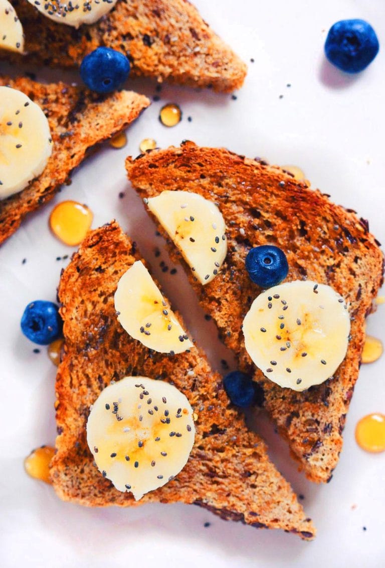 Coconut Oil Chia Toast with Fresh Fruit - My absolute favorite breakfast! A quick, wholesome way to eat a breakfast packed delicious fruit and healthy ingredients! SO yummy. | asimplepalate.com