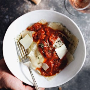 Delicious, cheesy pillows of the EASIEST homemade pasta you'll ever make for date night. | asimplepalate.com
