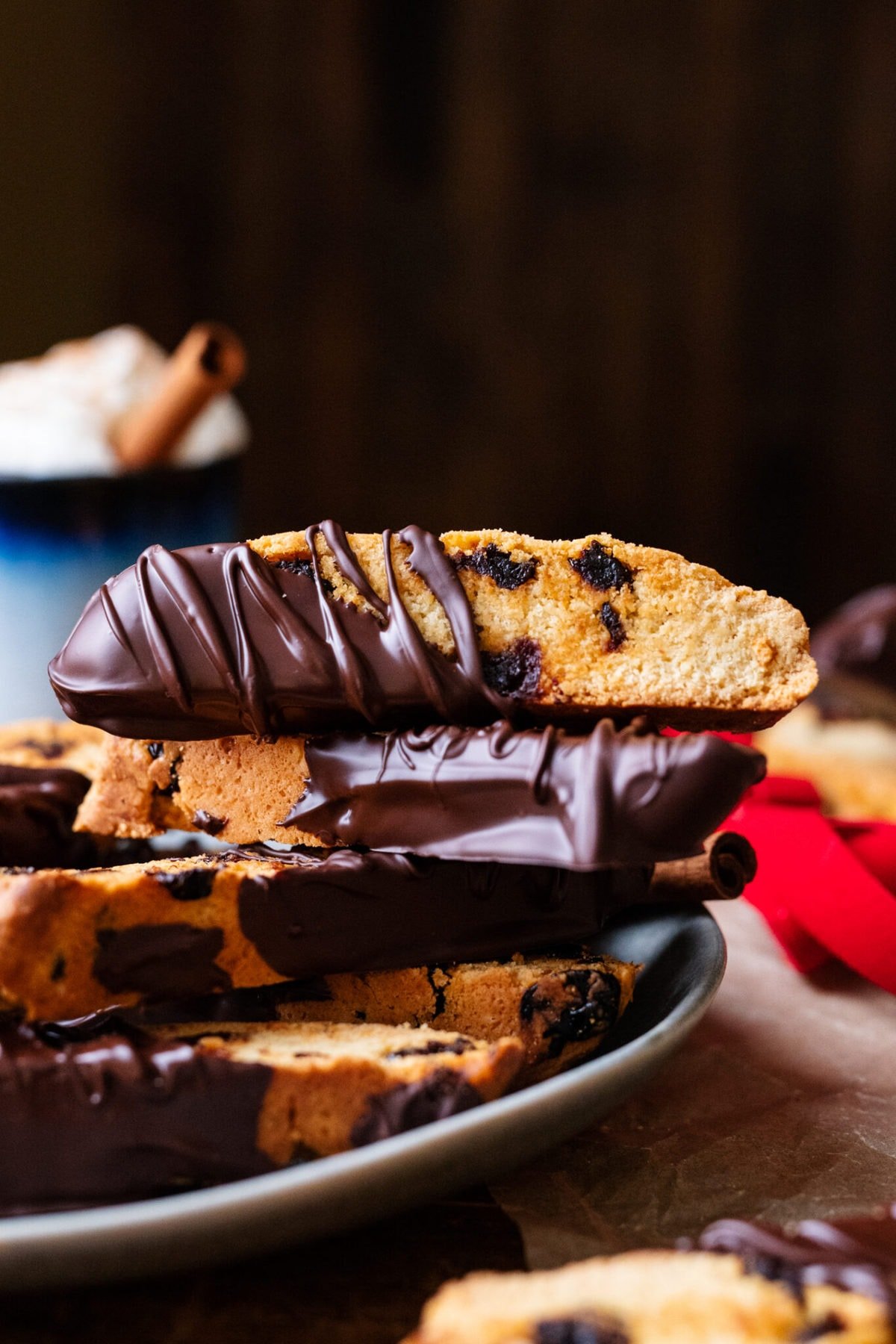 Cherry Chocolate Dipped Biscotti A Simple Palate