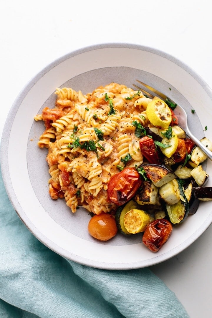 Cheesy Rotini Pasta with Roasted Vegetables – A Simple Palate