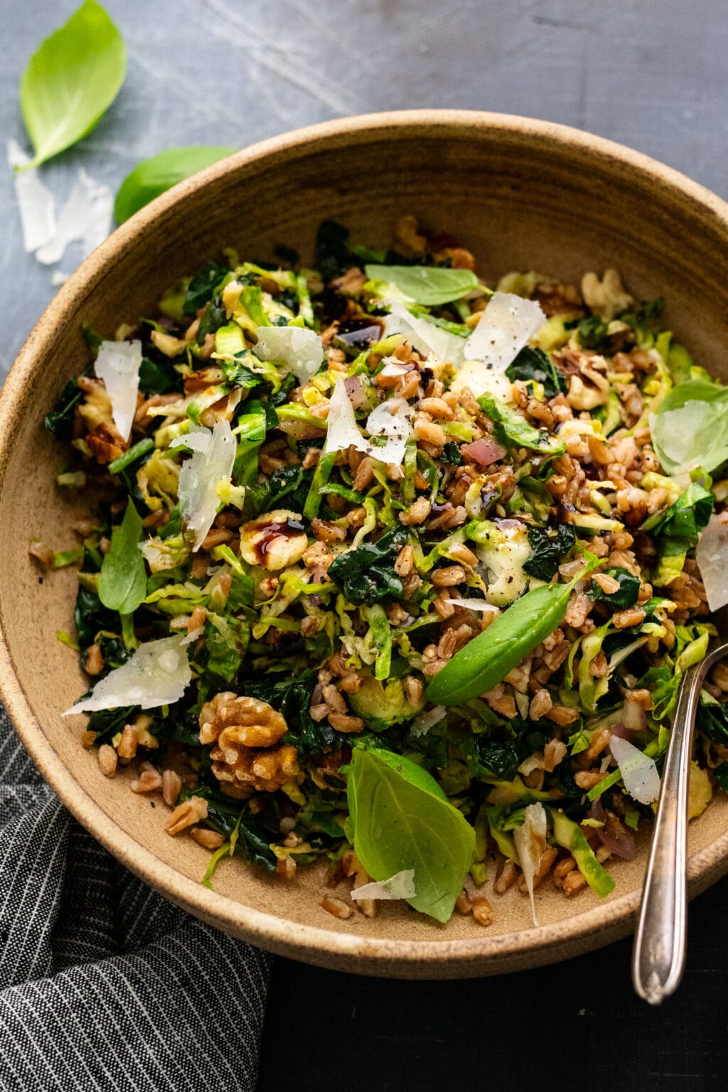 Warm Kale and Brussel Sprout Salad with Farro A Simple Palate