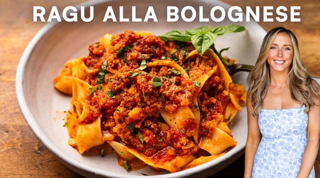 A thumbnail for a youtube video for A Simple Palate for Bolognese sauce.